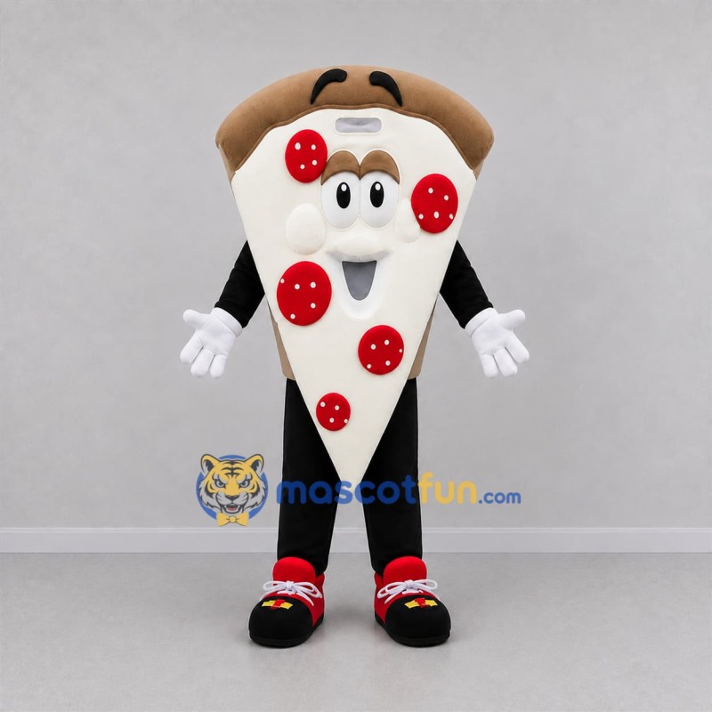 Custom White and Red Pizza Slice Mascot Costume Adult Full Body Suit for Restaurant Promotions