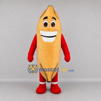 Custom Golden Brown and Red Pastry Mascot Costume Adult Full Body Suit for Bakery Promotions