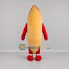 Custom Golden Brown and Red Pastry Mascot Costume Adult Full Body Suit for Bakery Promotions