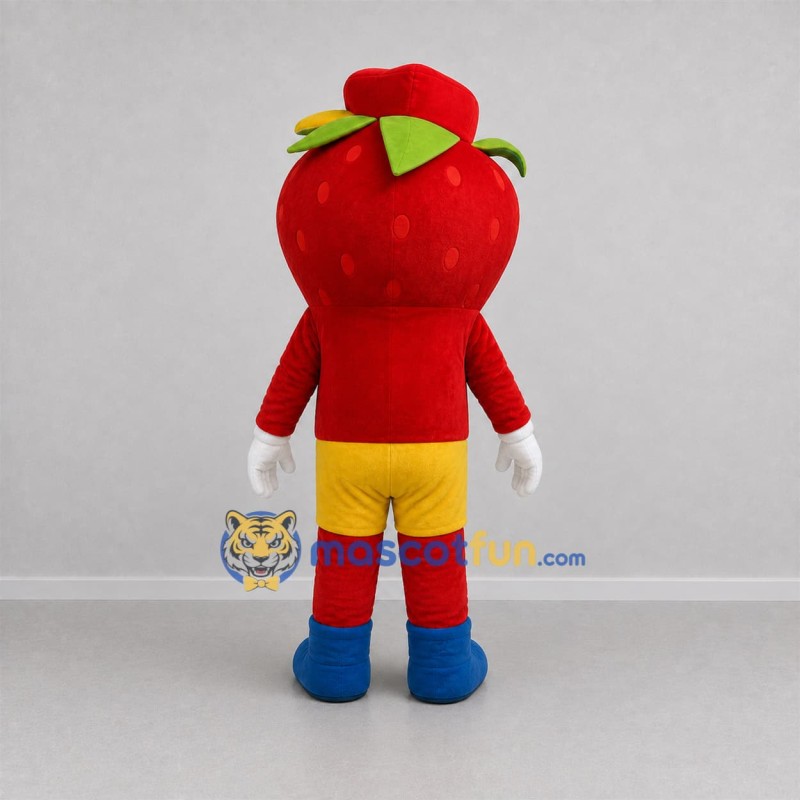 Custom Red and Yellow Strawberry Mascot Costume Adult Full Body Suit for Food Festivals