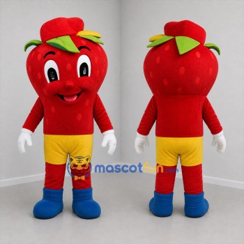 Custom Red and Yellow Strawberry Mascot Costume Adult Full Body Suit for Food Festivals