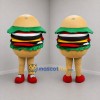 Custom Tan and Green Hamburger Mascot Costume Adult Full Body Suit for Restaurant Promotions