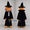 Custom Orange and Black Pumpkin Witch Mascot Costume Adult Full Body Suit for Halloween Events