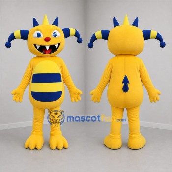 Custom Yellow and Blue Monster Mascot Costume Adult Full Body Suit for Birthday Parties