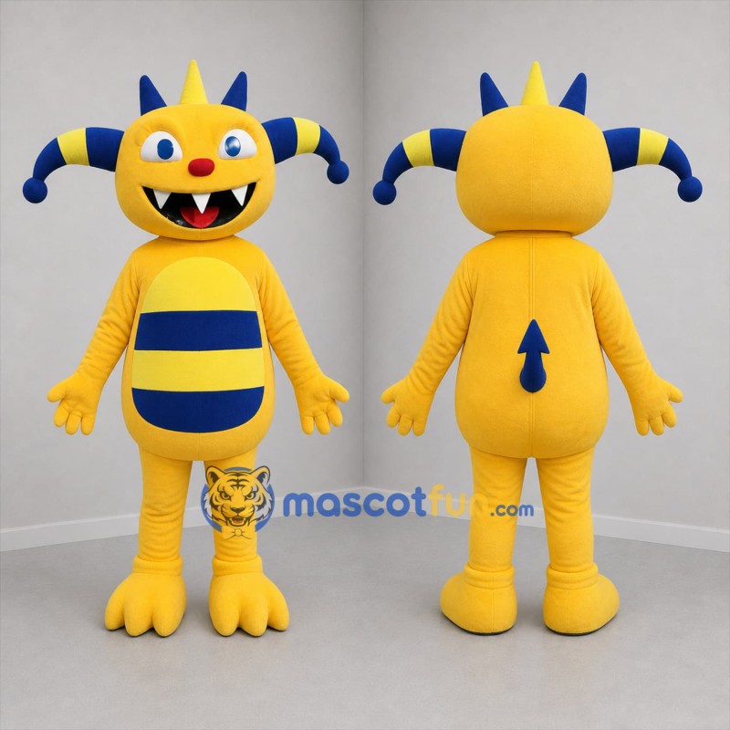 Custom Yellow and Blue Monster Mascot Costume Adult Full Body Suit for Birthday Parties