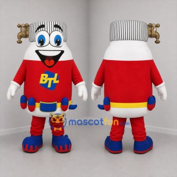 Custom Red and White Plumbing Character Mascot Costume Adult Full Body Suit for Trade Shows