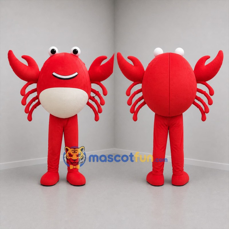 Custom Red and White Crab Mascot Costume Adult Full Body Suit for Seafood Festivals