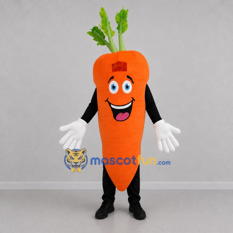 Custom Orange and Green Carrot Mascot Costume Adult Full Body Suit for Farmers Markets