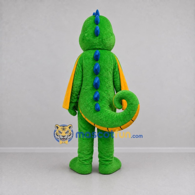 Custom Green and Yellow Dragon Mascot Costume Adult Full Body Suit for Birthday Parties