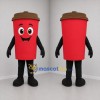Custom Red and Brown Coffee Cup Mascot Costume Adult Full Body Suit for Cafe Promotions