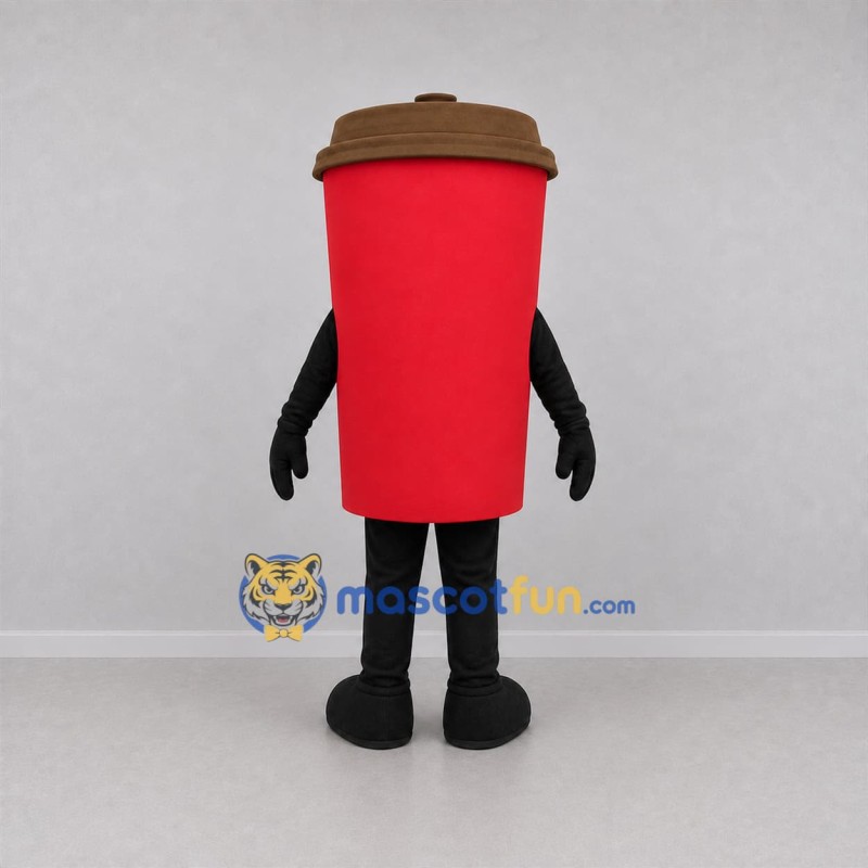 Custom Red and Brown Coffee Cup Mascot Costume Adult Full Body Suit for Cafe Promotions