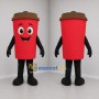 Custom Red and Brown Coffee Cup Mascot Costume Adult Full Body Suit for Cafe Promotions
