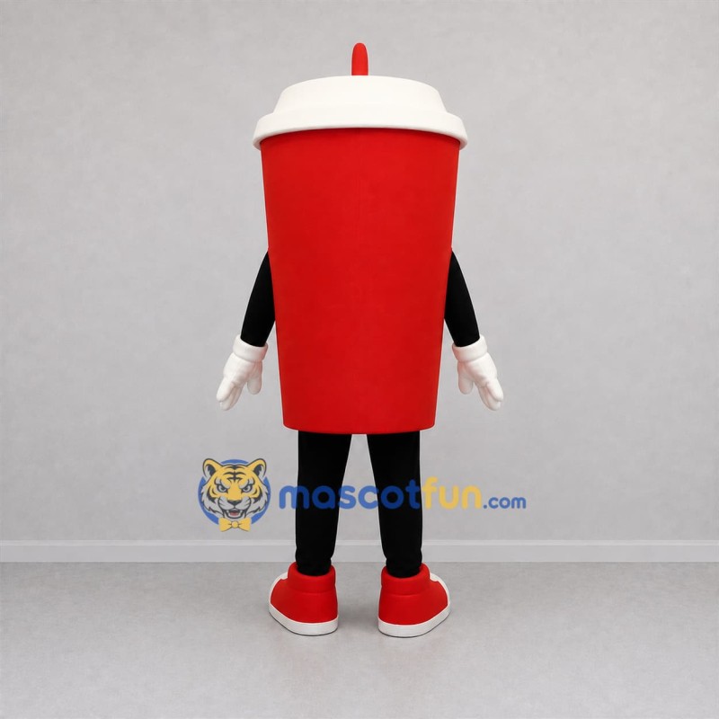 Custom Red and White Drink Cup Mascot Costume Adult Full Body Suit for Restaurant Promotions