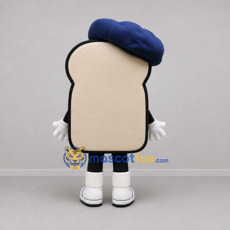 Custom Tan and Blue Bread Slice Mascot Costume Adult Full Body Suit for Bakery Promotions