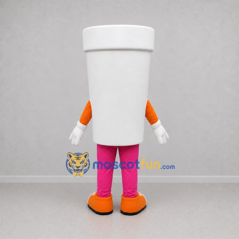 Custom White and Pink Cup Mascot Costume Adult Full Body Suit for Food Festivals
