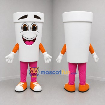 Custom White and Pink Cup Mascot Costume Adult Full Body Suit for Food Festivals