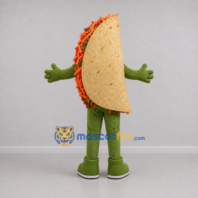 Custom Tan and Green Taco Mascot Costume Adult Full Body Suit for Food Festivals