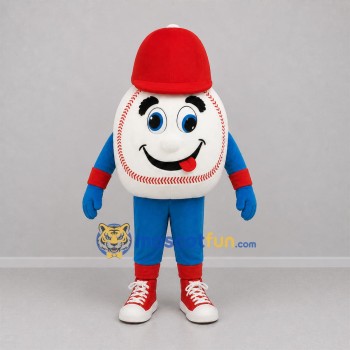 Custom White and Red Baseball Mascot Costume Adult Full Body Suit for Baseball Games