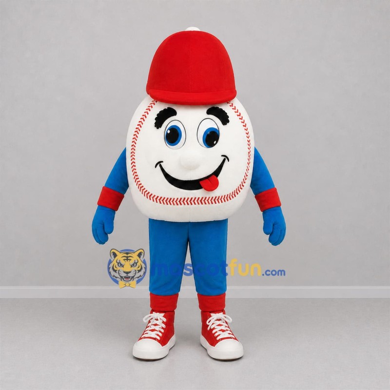 Custom White and Red Baseball Mascot Costume Adult Full Body Suit for Baseball Games