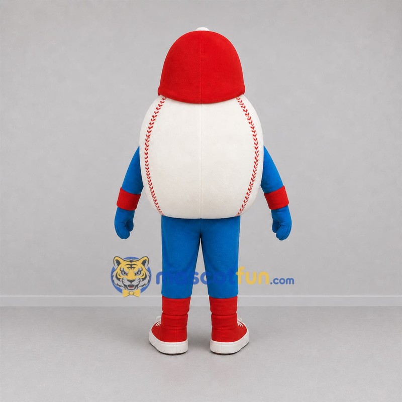 Custom White and Red Baseball Mascot Costume Adult Full Body Suit for Baseball Games