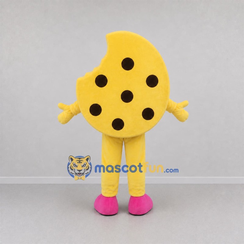 Custom Yellow and Brown Chocolate Chip Cookie Mascot Costume Adult Full Body Suit for Bakery Promotions