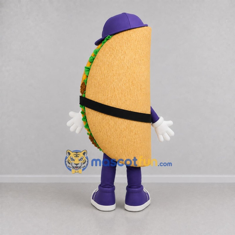 Custom Tan and Purple Taco Mascot Costume Adult Full Body Suit for Food Festivals