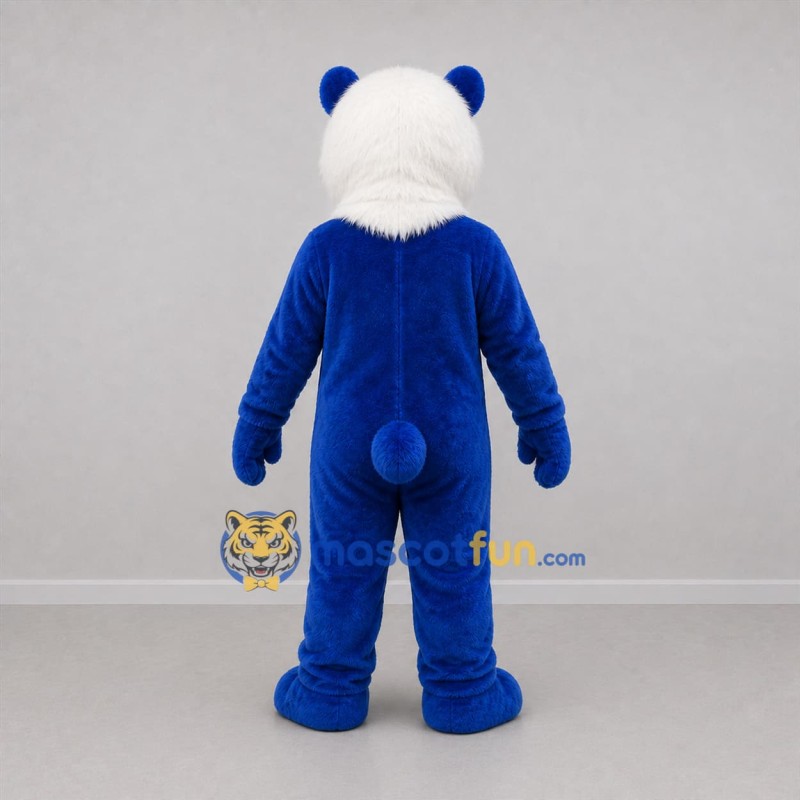 Custom Blue and White Feline Mascot Costume Adult Full Body Suit for Sports Events
