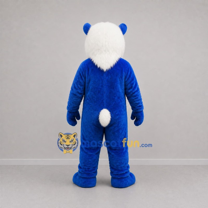 Custom Blue and White Feline Mascot Costume Adult Full Body Suit for Sports Events