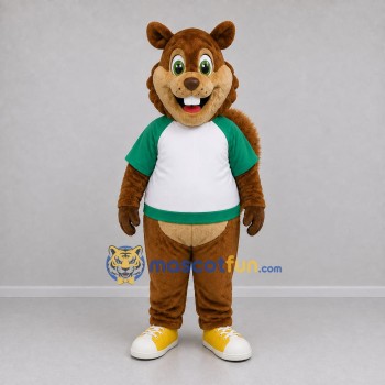 Custom Brown and Green Squirrel Mascot Costume Adult Full Body Suit for School Events
