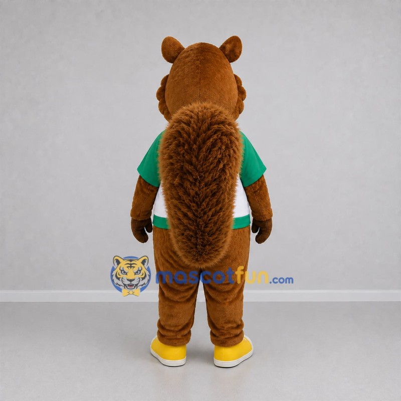 Custom Brown and Green Squirrel Mascot Costume Adult Full Body Suit for School Events