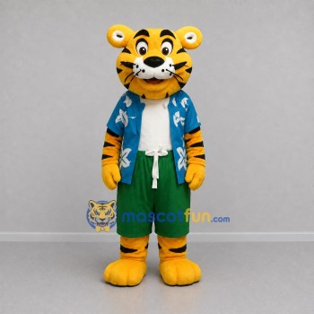 Custom Yellow and Blue Tiger Mascot Costume Adult Full Body Suit for Summer Events