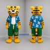 Custom Yellow and Blue Tiger Mascot Costume Adult Full Body Suit for Summer Events