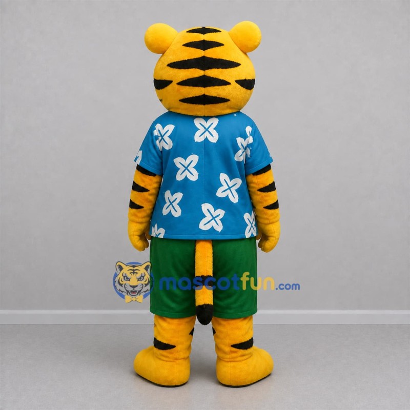 Custom Yellow and Blue Tiger Mascot Costume Adult Full Body Suit for Summer Events