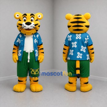 Custom Yellow and Blue Tiger Mascot Costume Adult Full Body Suit for Summer Events
