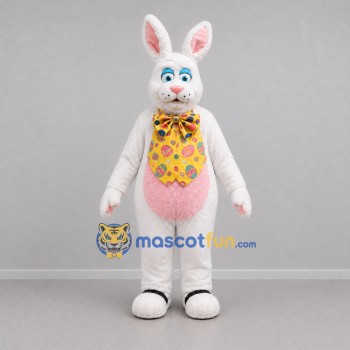 Custom White and Pink Easter Bunny Mascot Costume Adult Full Body Suit for Easter Events