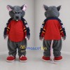 Custom Gray and Red Rat Mascot Costume Adult Full Body Suit for Sports Events