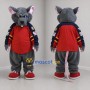 Custom Gray and Red Rat Mascot Costume Adult Full Body Suit for Sports Events