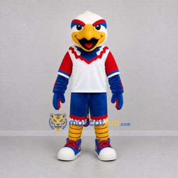 Custom White and Blue Eagle Mascot Costume Adult Full Body Suit for Sports Events