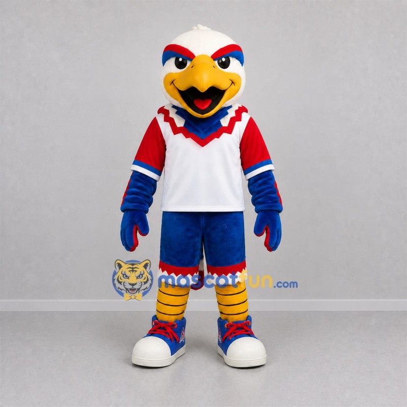 Custom White and Blue Eagle Mascot Costume Adult Full Body Suit for Sports Events