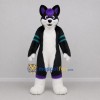Custom Black and Purple Canine Mascot Costume Adult Full Body Suit for Cosplay Events