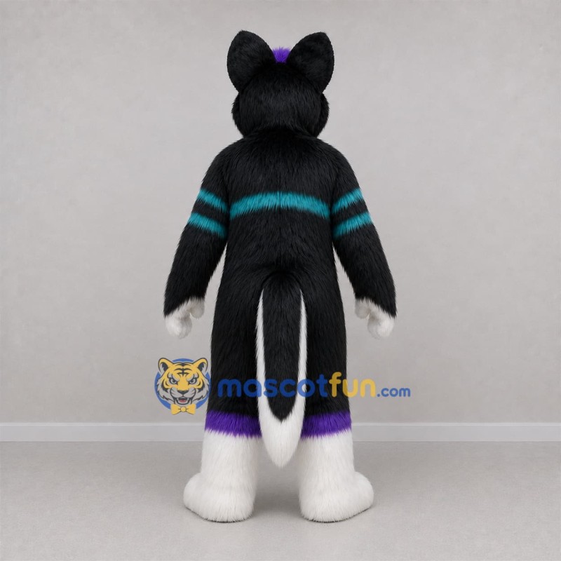 Custom Black and Purple Canine Mascot Costume Adult Full Body Suit for Cosplay Events
