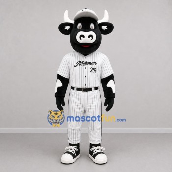 Custom Black and White Cow Mascot Costume Adult Full Body Suit for Baseball Games