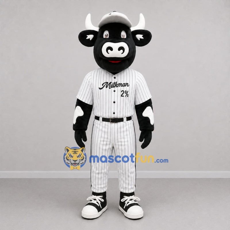 Custom Black and White Cow Mascot Costume Adult Full Body Suit for Baseball Games
