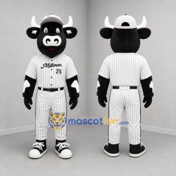Custom Black and White Cow Mascot Costume Adult Full Body Suit for Baseball Games