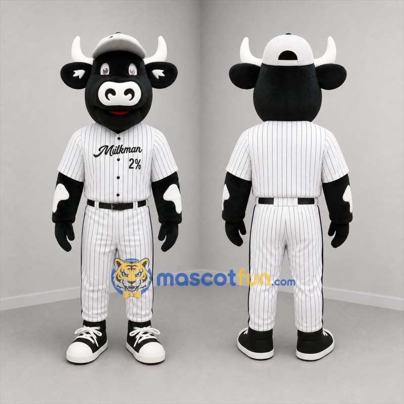 Custom Black and White Cow Mascot Costume Adult Full Body Suit for Baseball Games