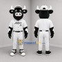 Custom Black and White Cow Mascot Costume Adult Full Body Suit for Baseball Games