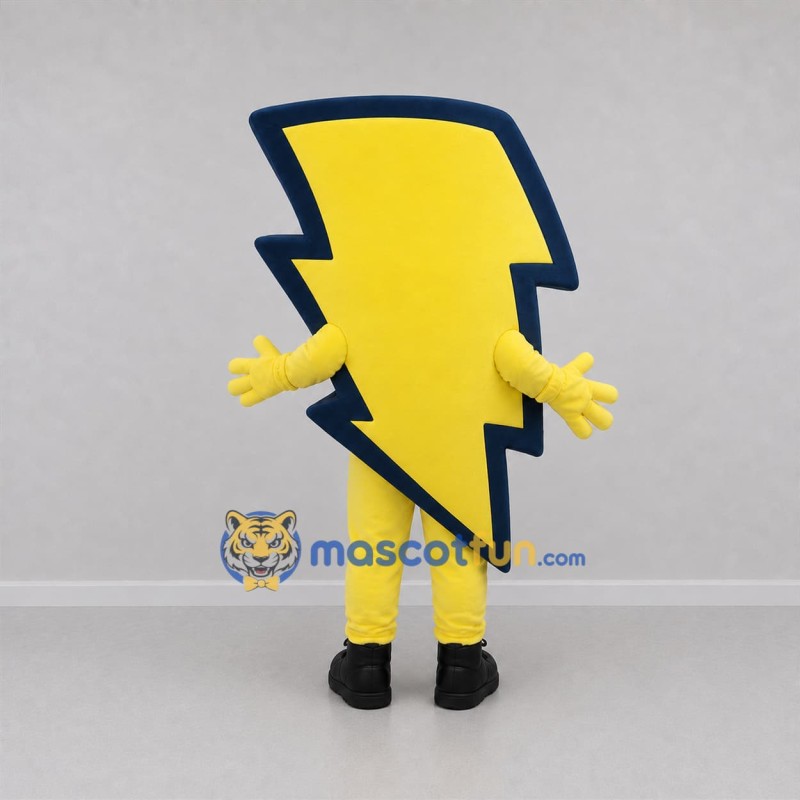 Custom Yellow and Blue Lightning Bolt Mascot Costume Adult Full Body Suit for Sports Events