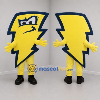 Custom Yellow and Blue Lightning Bolt Mascot Costume Adult Full Body Suit for Sports Events