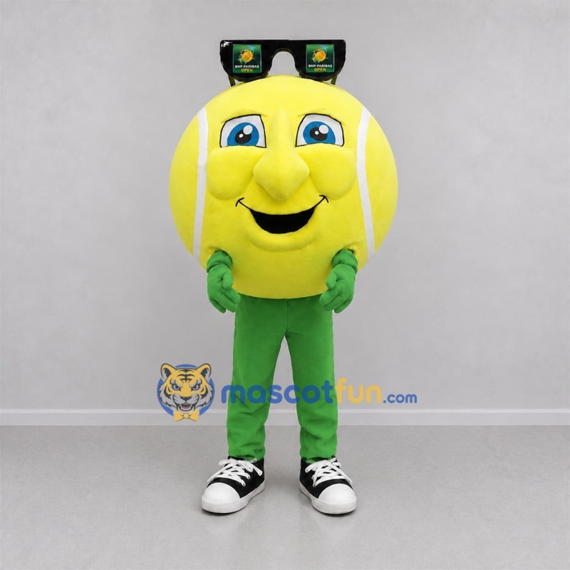 Custom Yellow and Green Tennis Ball Mascot Costume Adult Full Body Suit for Tennis Events