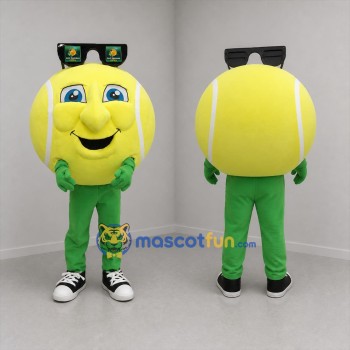 Custom Yellow and Green Tennis Ball Mascot Costume Adult Full Body Suit for Tennis Events